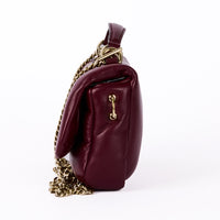 GUCCI - Milano Puffy GG shoulder bag in burgundy leather - Handbag 