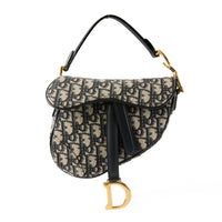 DIOR - Saddle Small handbag in blue oblique monogram canvas - Handbag