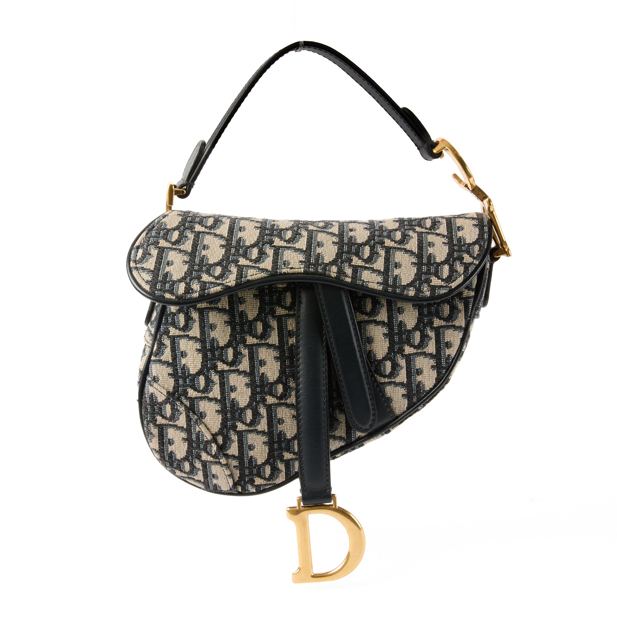 DIOR - Saddle Small handbag in blue oblique monogram canvas - Handbag