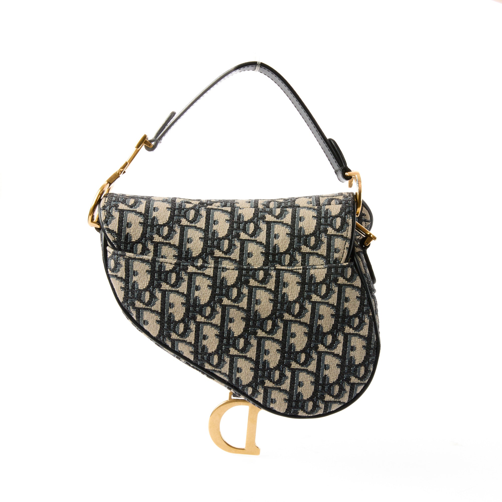 DIOR - Saddle Small handbag in blue oblique monogram canvas - Handbag