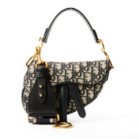 DIOR - Saddle Small handbag in blue oblique monogram canvas - Handbag