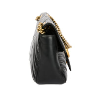 GUCCI - Marmont GG black leather shoulder bag - Handbag
