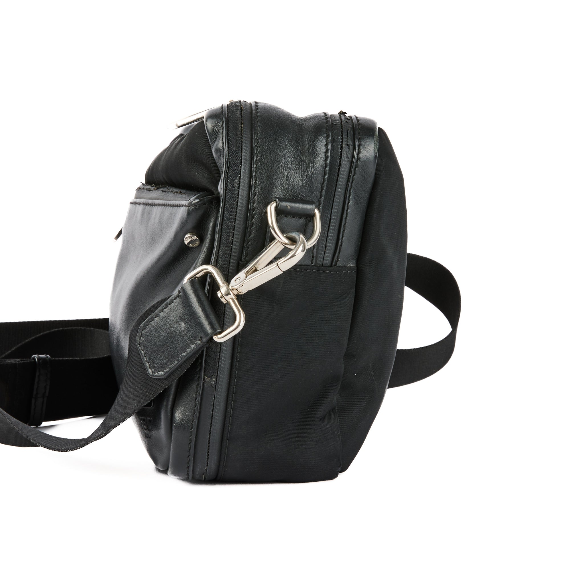 FENDI - Black Leather Messenger Shoulder Bag - Hand bag