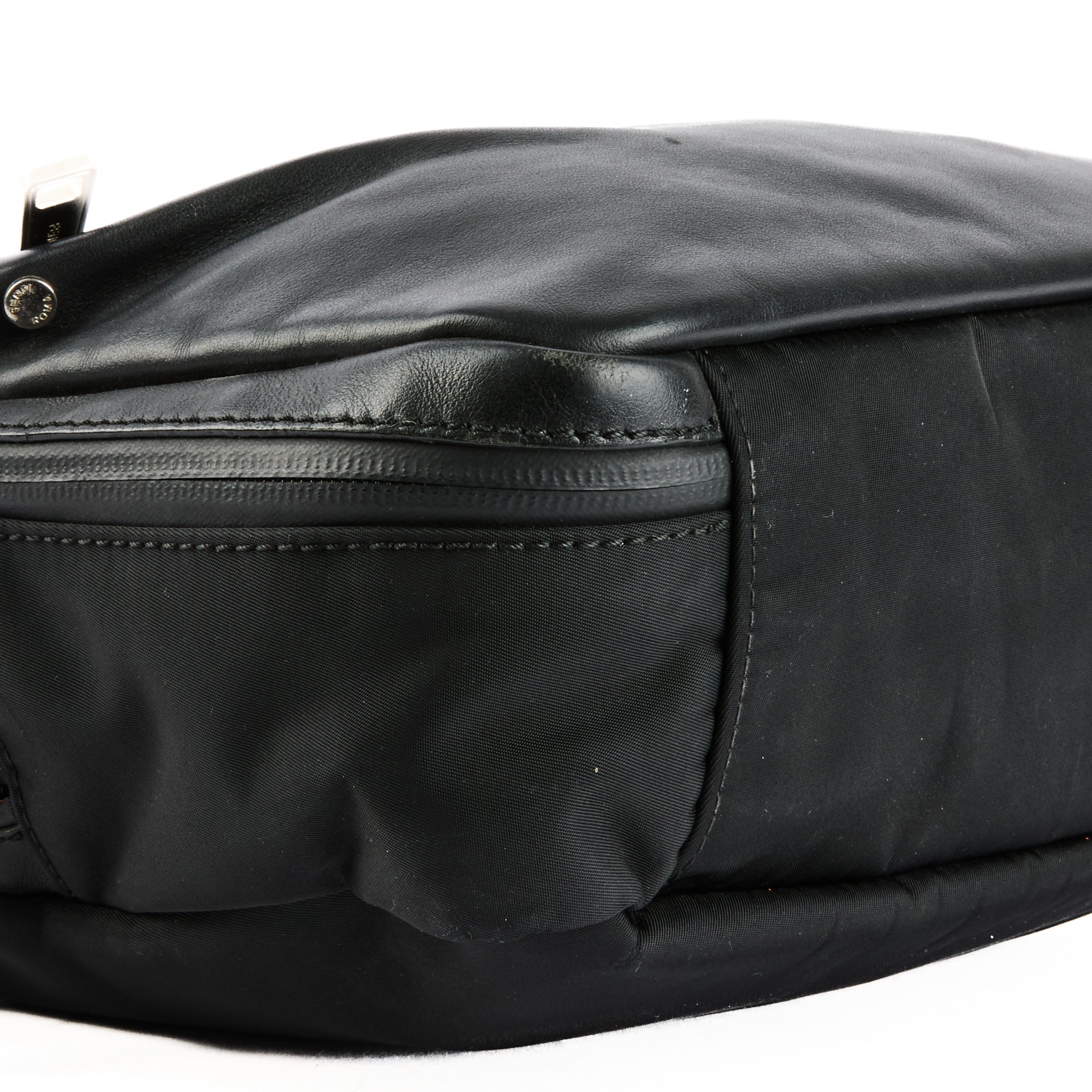 FENDI - Black Leather Messenger Shoulder Bag - Hand bag