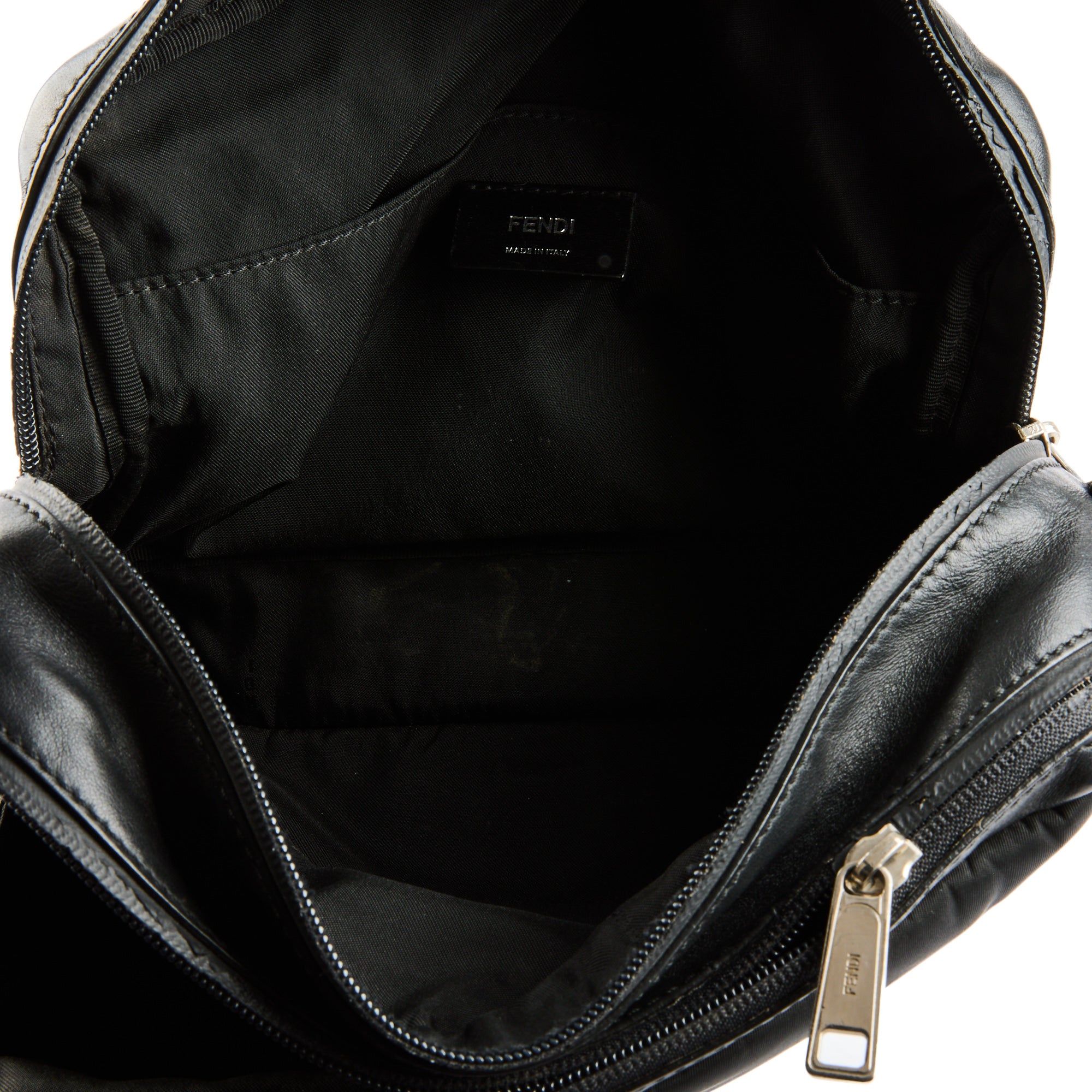FENDI - Black Leather Messenger Shoulder Bag - Hand bag