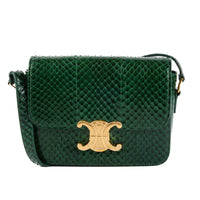 CELINE - Teen Triomphe shoulder bag in green python leather - Handbag