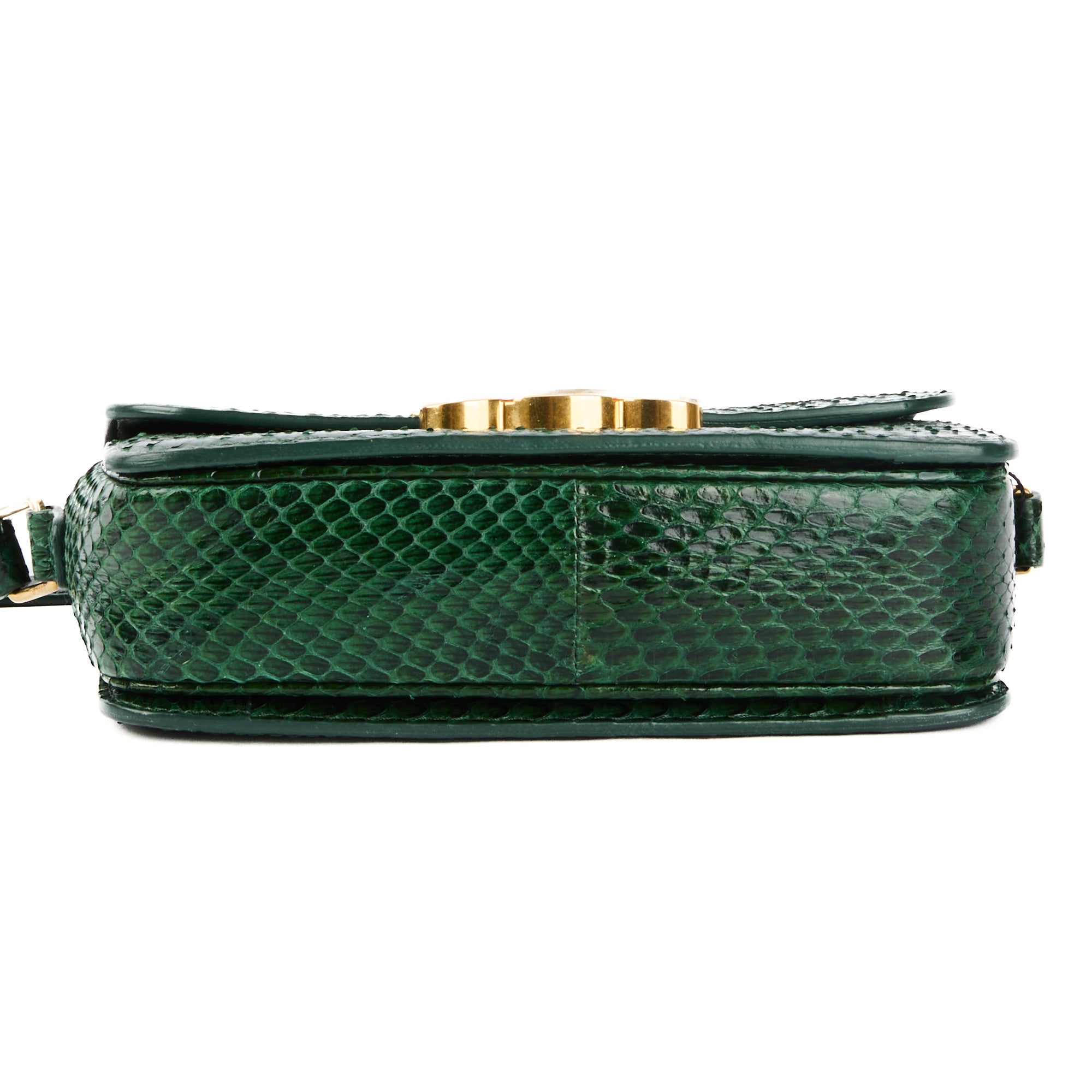 CELINE - Teen Triomphe shoulder bag in green python leather - Handbag