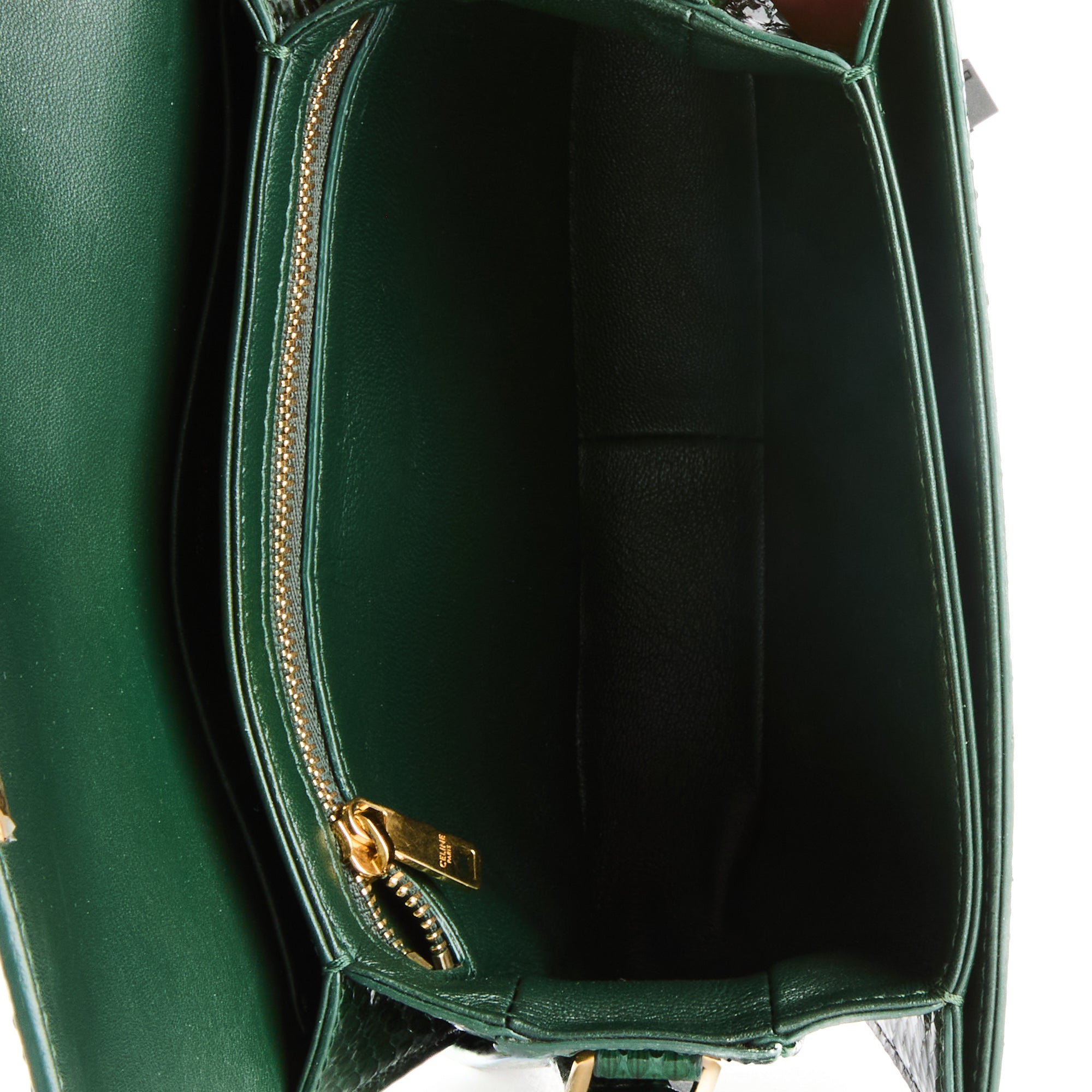 CELINE - Teen Triomphe shoulder bag in green python leather - Handbag