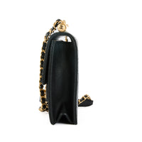 CHANEL - Mini Square pearl black leather shoulder bag - handbag