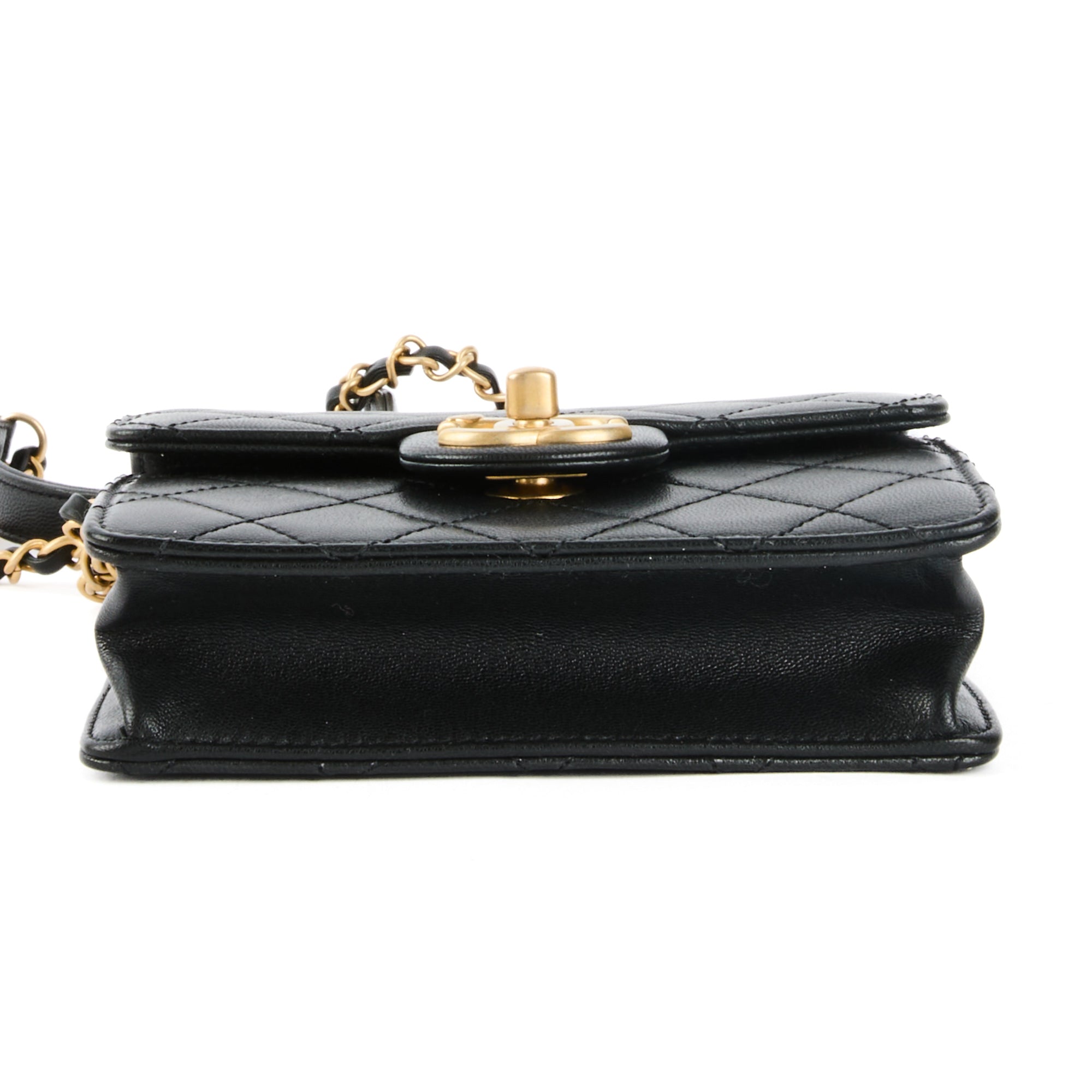 CHANEL - Mini Square pearl black leather shoulder bag - handbag