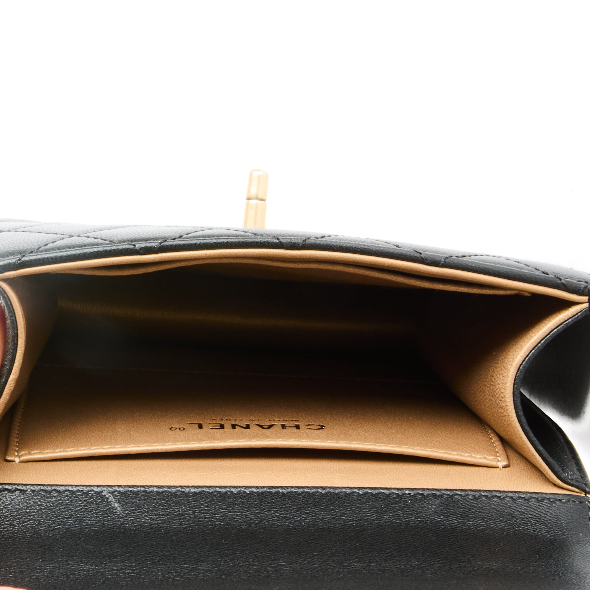 CHANEL - Mini Square pearl black leather shoulder bag - handbag