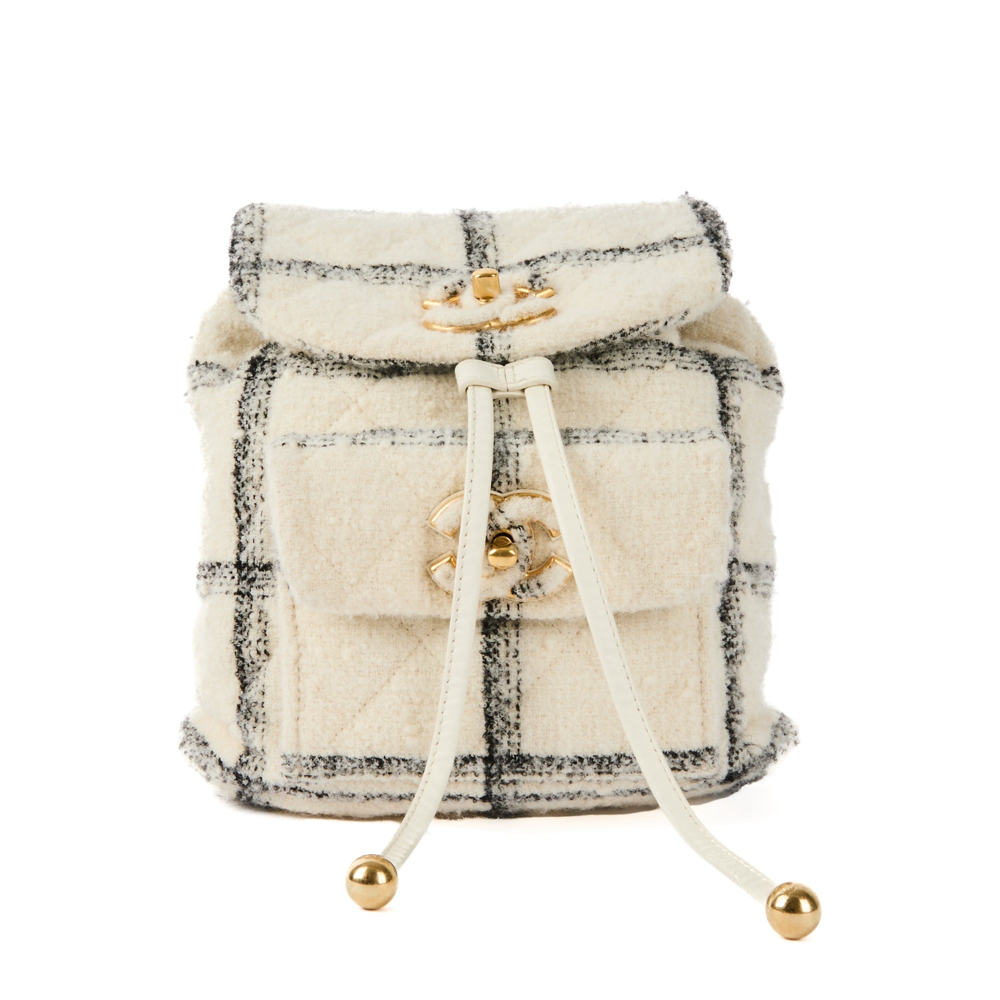 CHANEL - Sac à dos Duma Tweed Laine à carreaux CC - Backpack