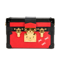 LOUIS VUITTON - Sac bandoulière Petite Malle cuir Épi rouge noir - Hand bag