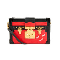 LOUIS VUITTON - Sac bandoulière Petite Malle cuir Épi rouge noir - Hand bag