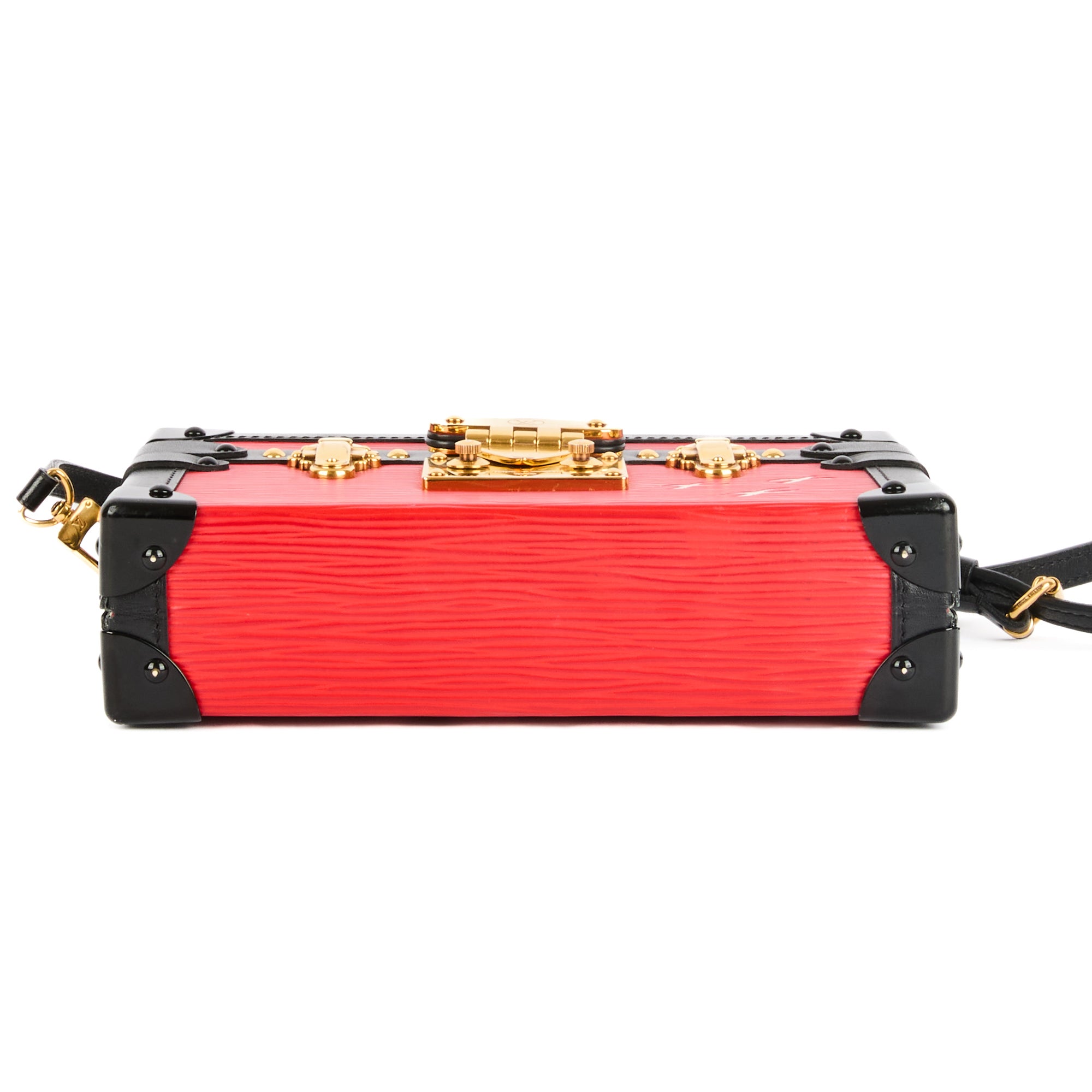 LOUIS VUITTON - Sac bandoulière Petite Malle cuir Épi rouge noir - Hand bag