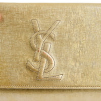 SAINT LAURENT - Sac Pochette à main Belle de Jour cuir vernis doré - Handbag Clutch