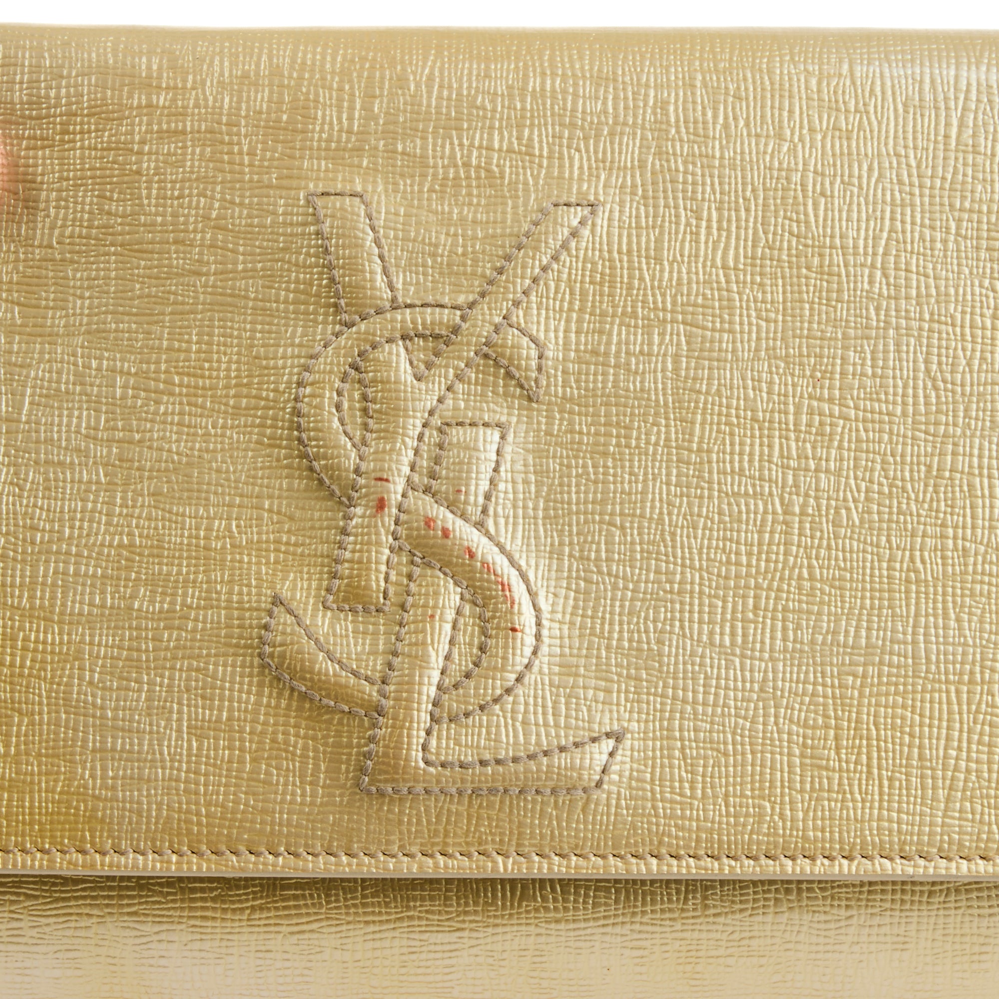 SAINT LAURENT - Sac Pochette à main Belle de Jour cuir vernis doré - Handbag Clutch