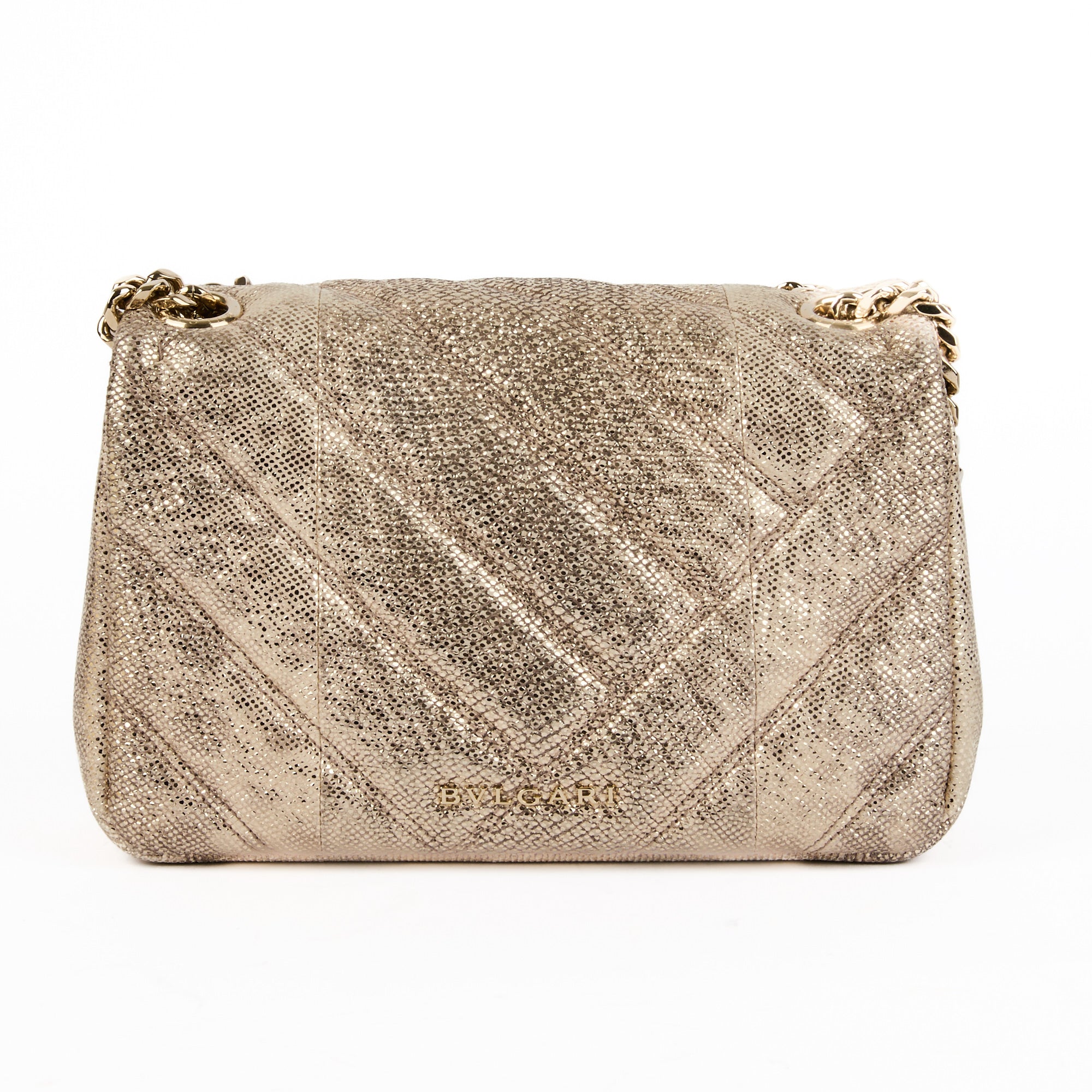 BVLGARI - Sac bandoulière Serpenti Cabochon cuir doré - Handbag