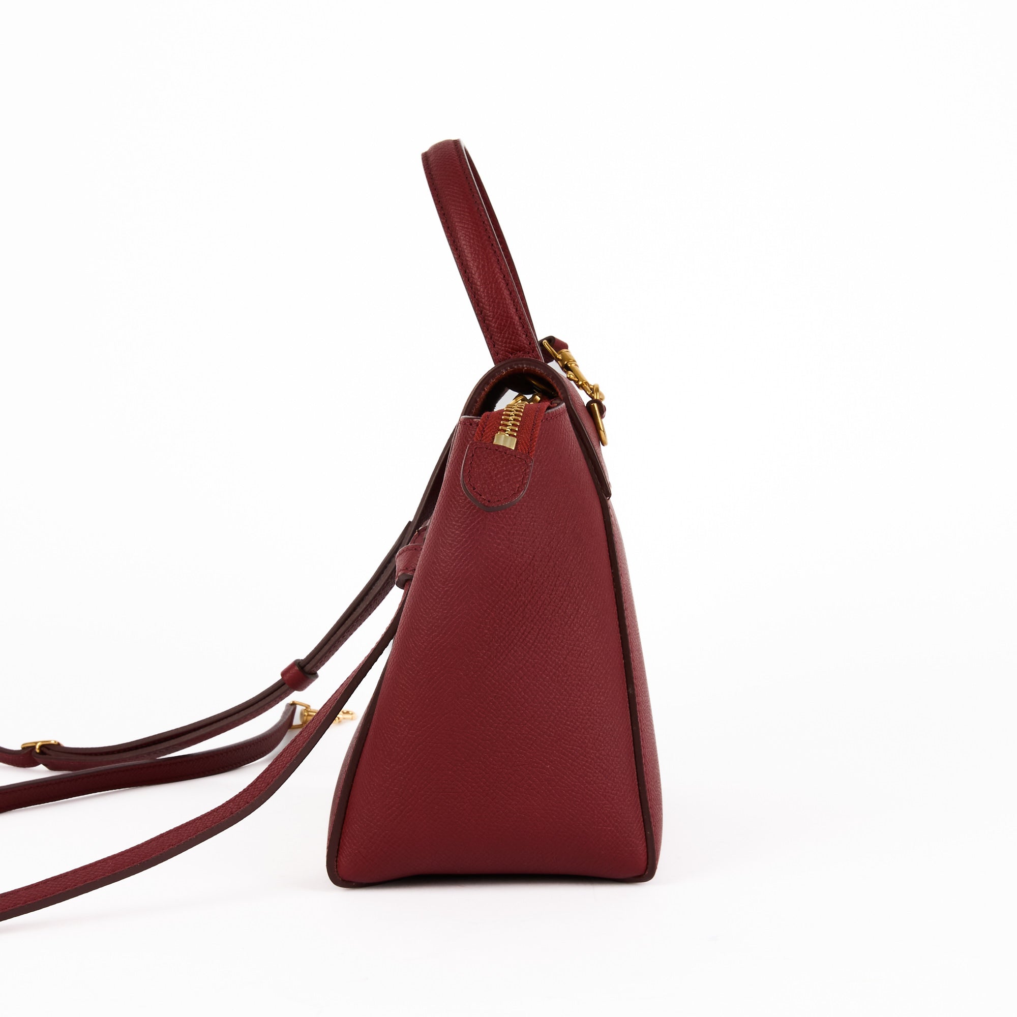 CELINE - Sac à main Belt Mini cuir grainé rouge - Handbag