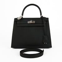 HERMES - Sac à main Kelly 25 Sellier cuir Epsom noir - Handbag