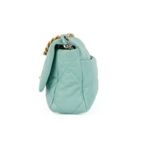CHANEL - Sac bandoulière 19 Small cuir bleu turquoise - Handbag
