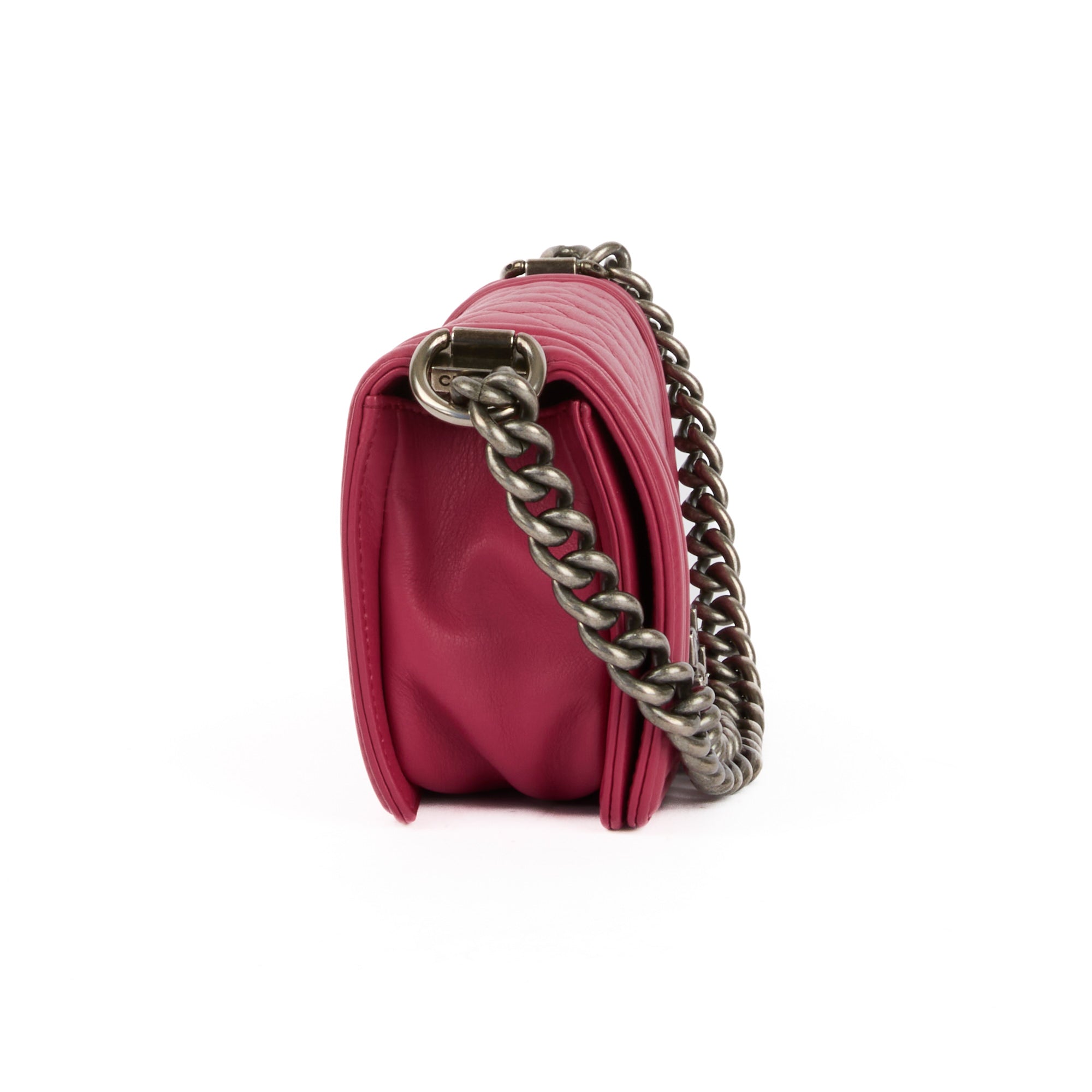 CHANEL - Sac bandoulière Mini Boy cuir rose - Handbag