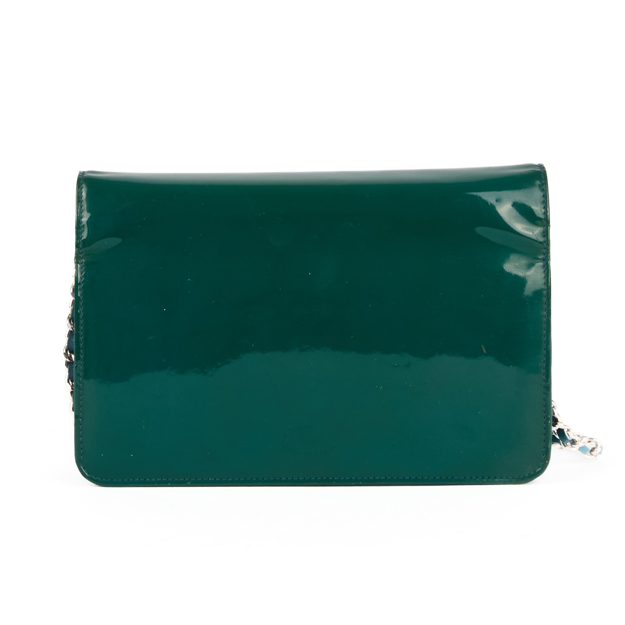CHANEL - Sac bandoulière Wallet on chain Logo CC cuir vernis vert - Handbag