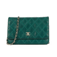 CHANEL - Sac à main Wallet on Chain Classique Stitches cuir vert - Handbag