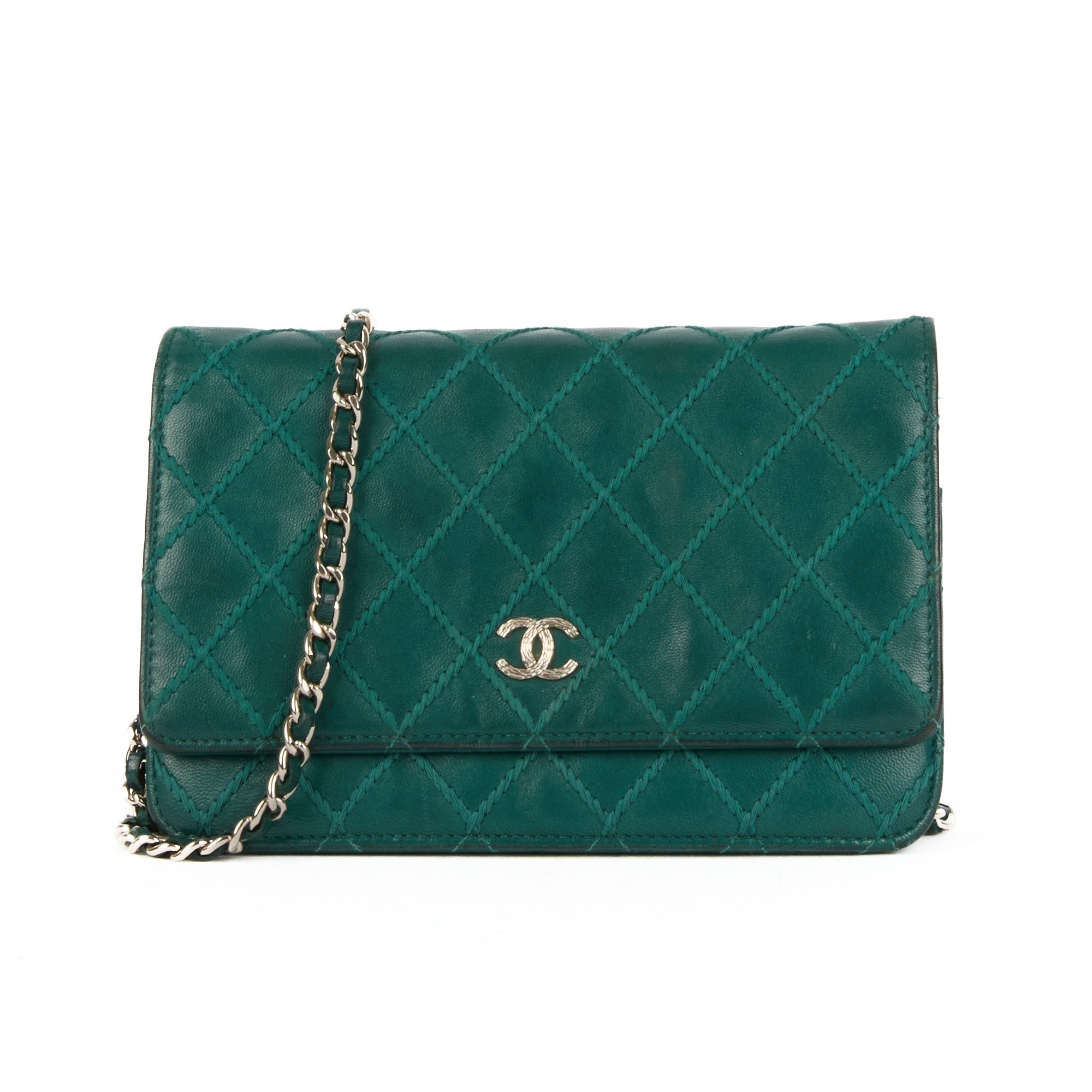 CHANEL - Sac à main Wallet on Chain Classique Stitches cuir vert - Handbag