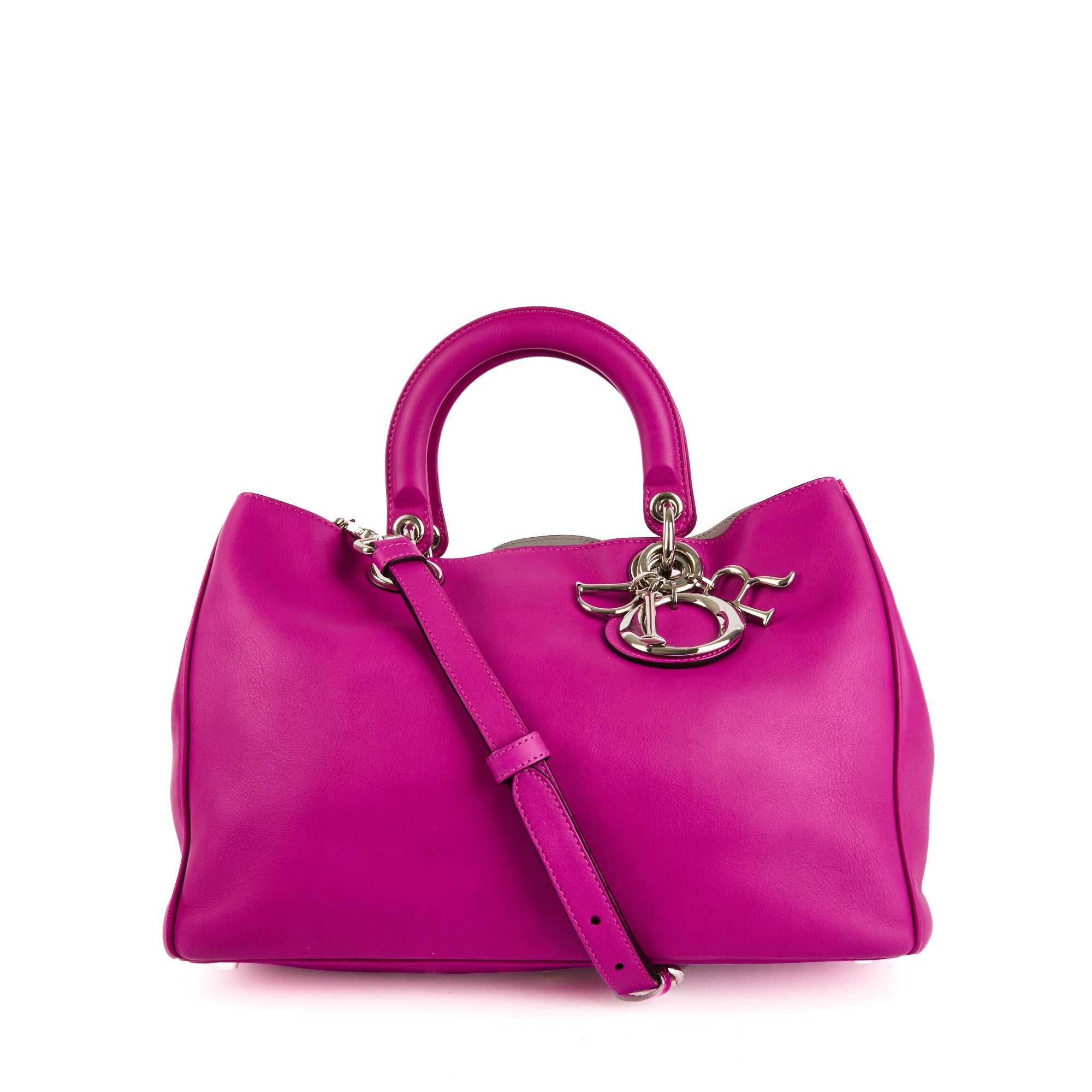 DIOR - Sac bandoulière Diorissimo Large cuir fuchsia - Handbag