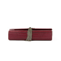 SAINT LAURENT - Sac bandoulière Kate Tassel cuir embossé crocodile bordeaux - Handbag