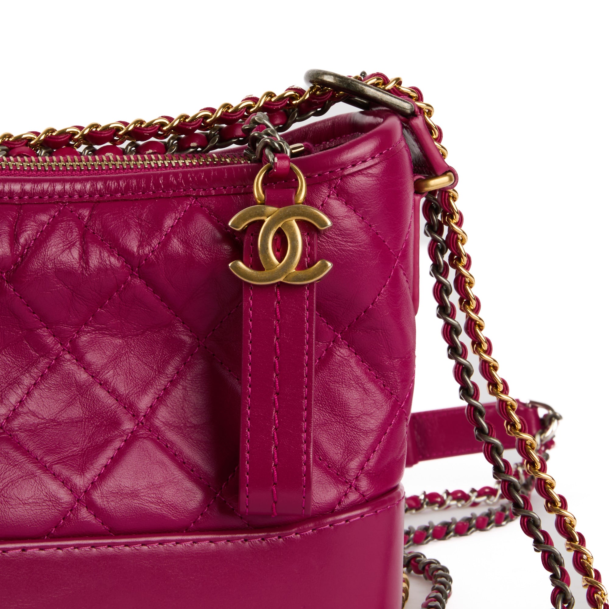 CHANEL - Sac à main Gabrielle Small cuir fuchsia - Handbag
