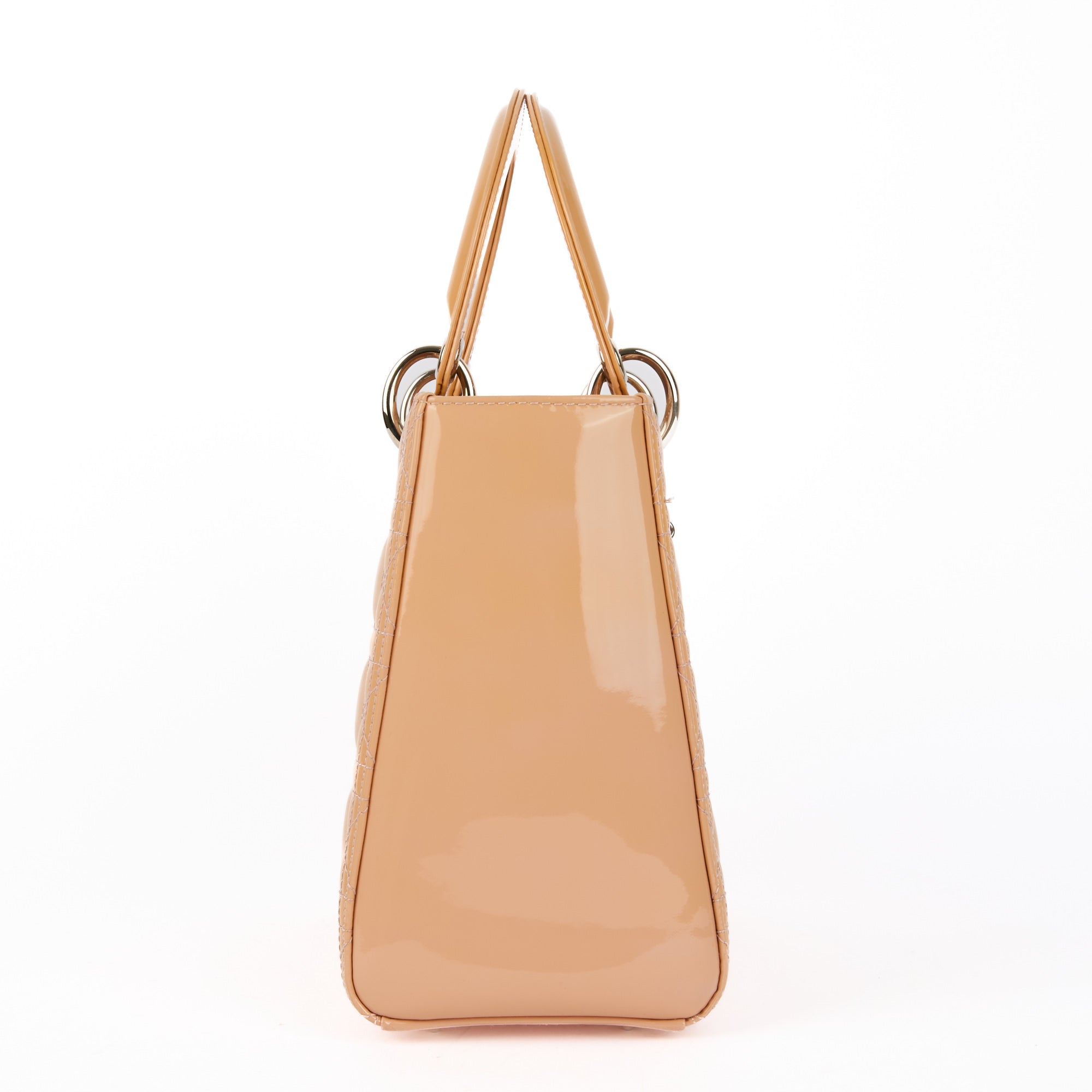 DIOR - Sac à main Lady Dior medium cuir vernis pêche - Hand bag