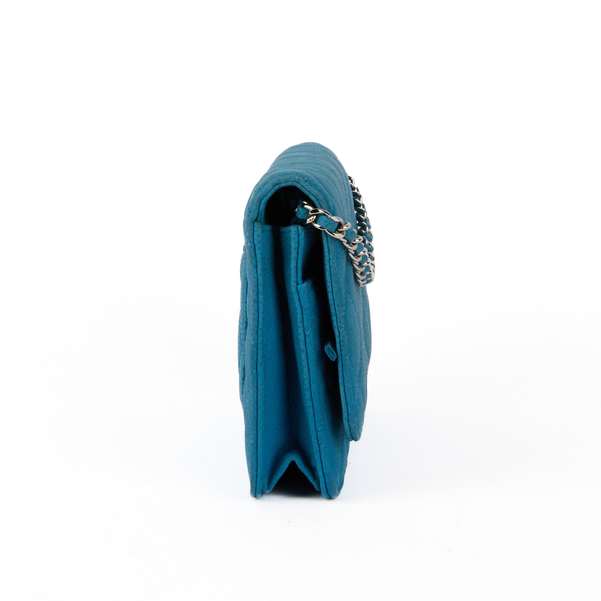 CHANEL - Sac bandoulière Wallet on Chain cuir caviar bleu - Handbag