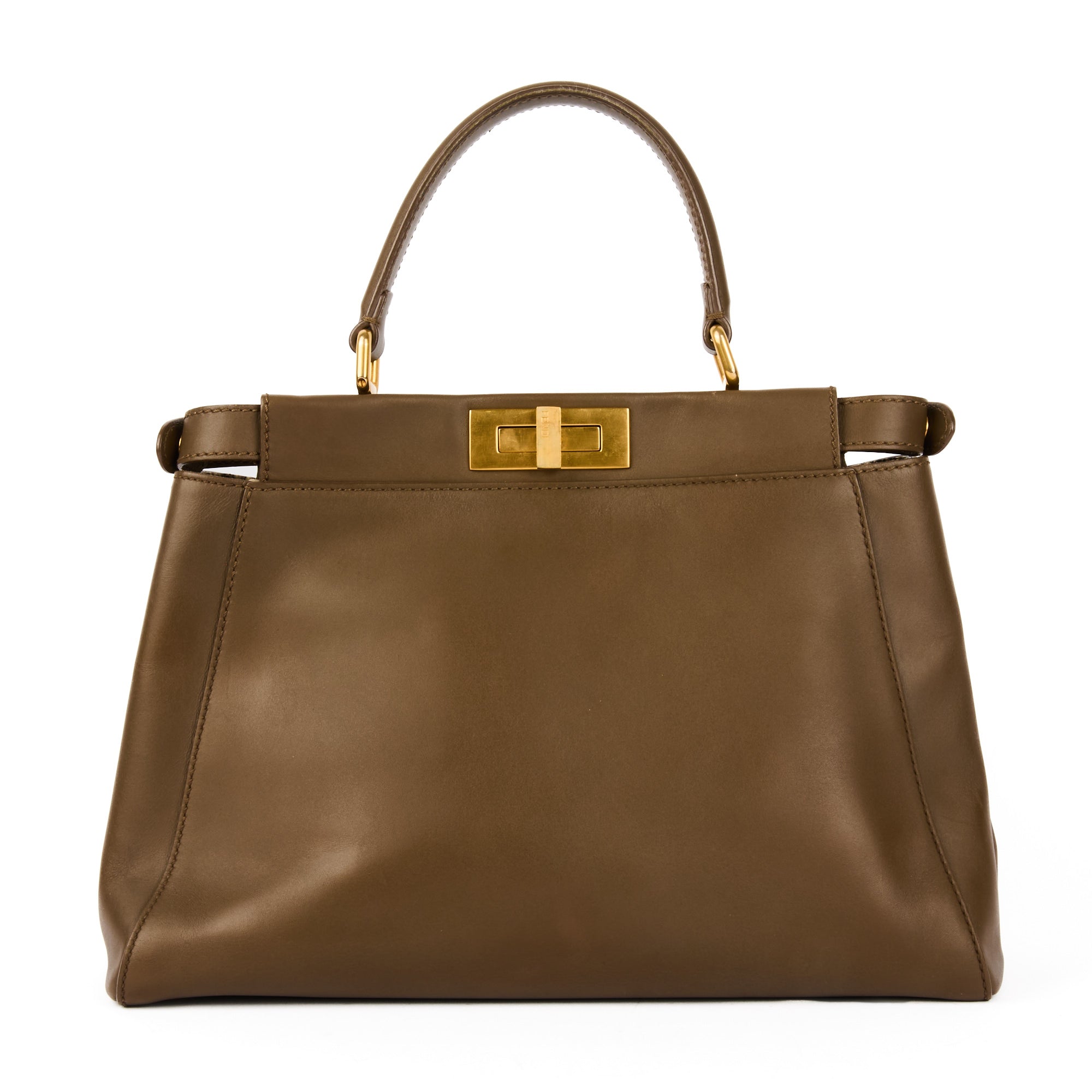 FENDI - Sac à main Peekaboo Medium cuir taupe - Handbag