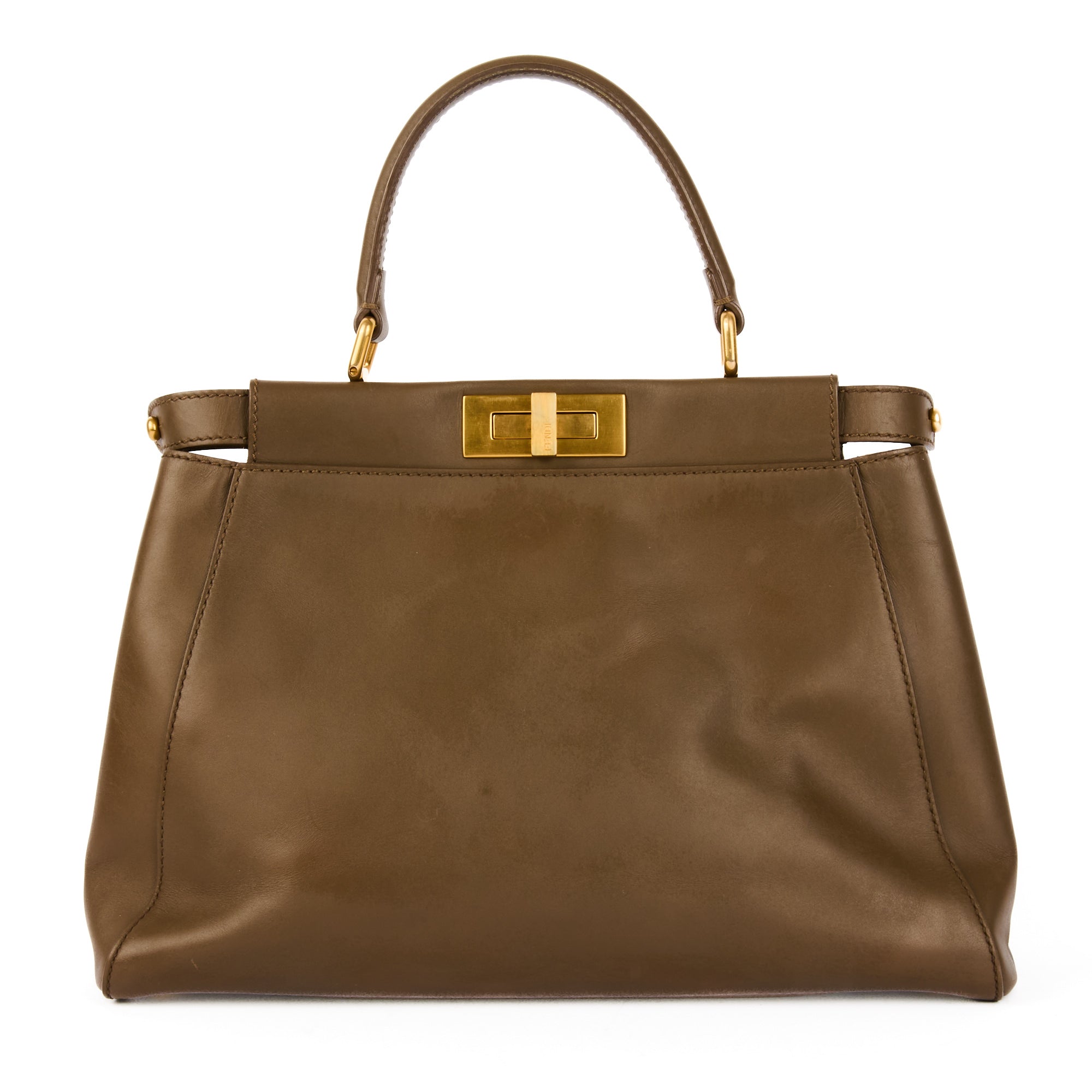 FENDI - Sac à main Peekaboo Medium cuir taupe - Handbag