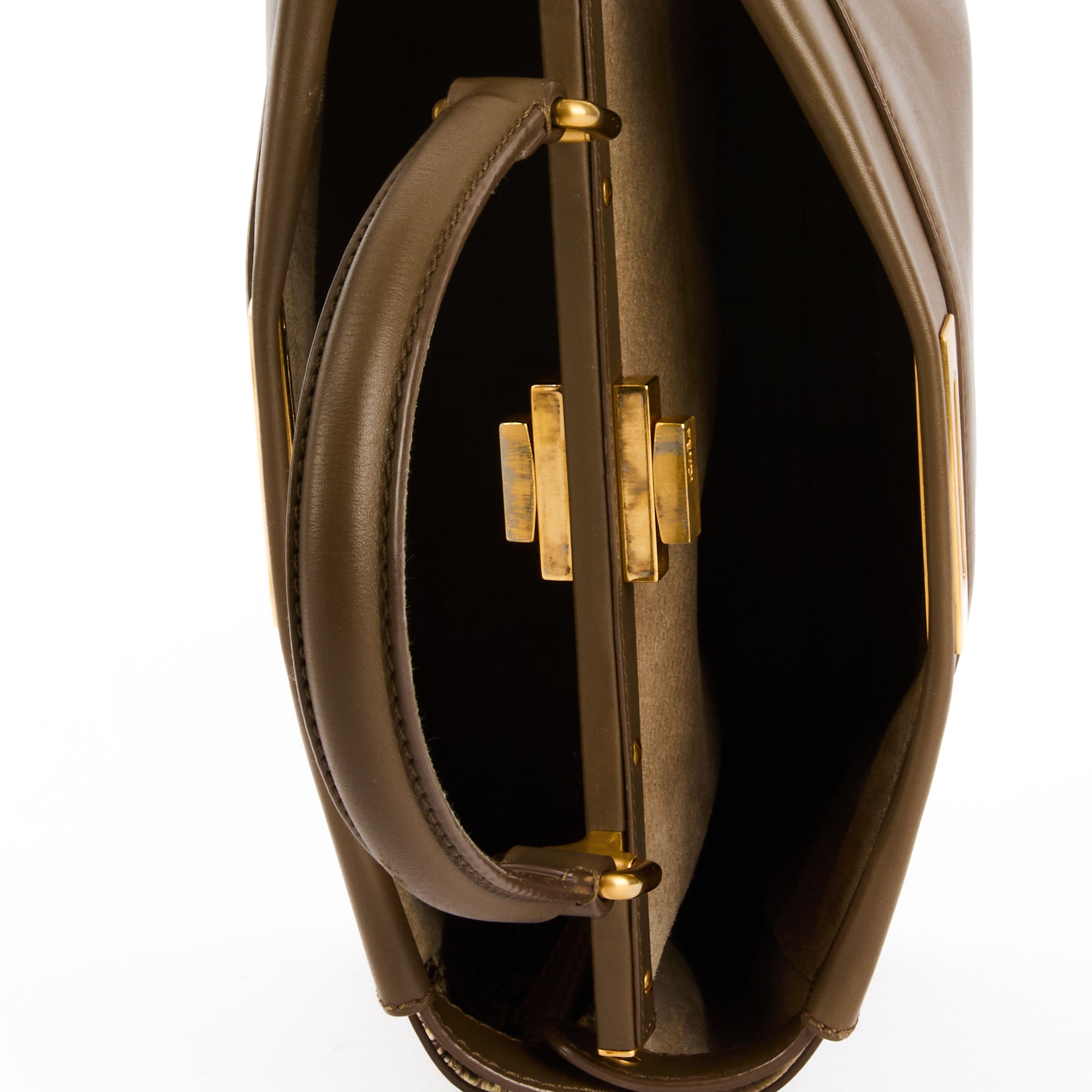 FENDI - Sac à main Peekaboo Medium cuir taupe - Handbag