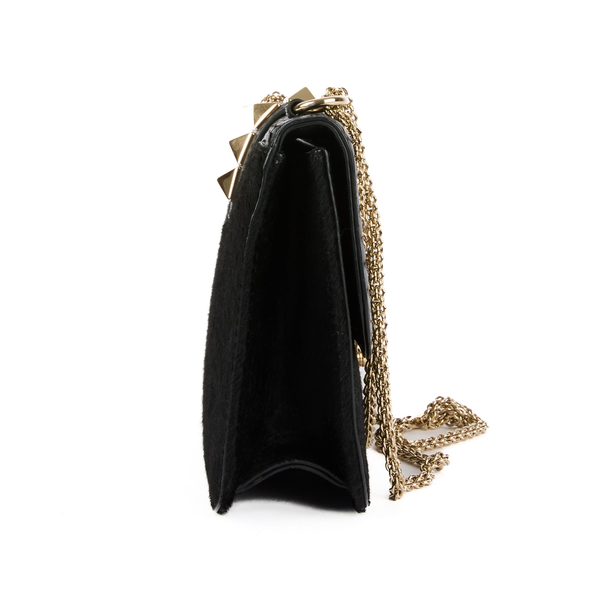 VALENTINO - Sac bandoulière Glamlock cuir python poulain noir - Handbag