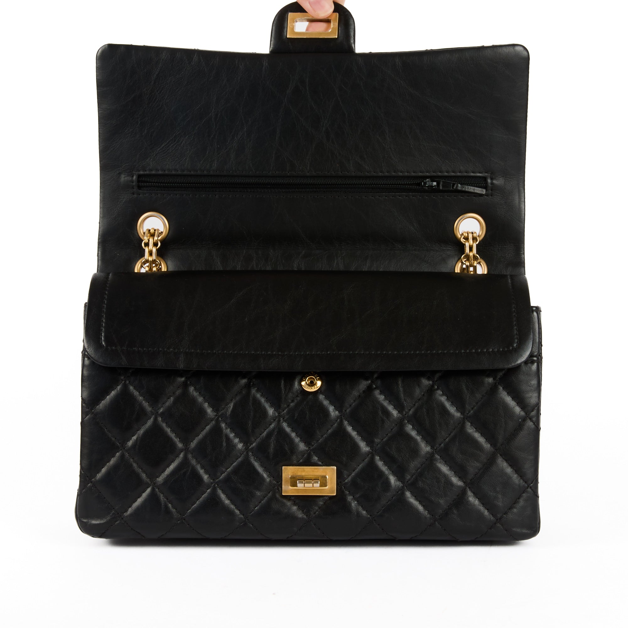 CHANEL - Sac Bandoulière 2.55 Jumbo cuir noir - Handbag