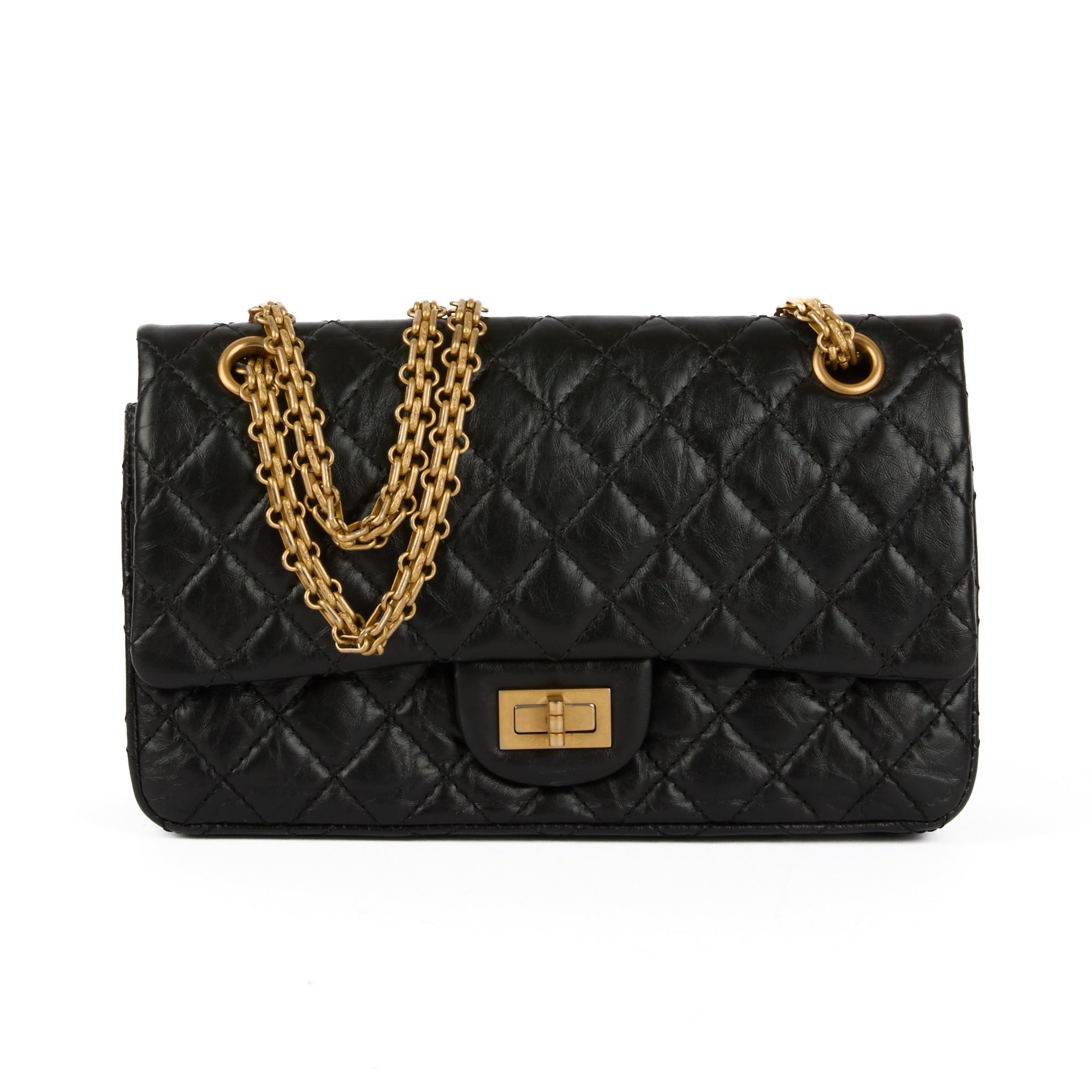 CHANEL - Sac Bandoulière 2.55 Medium cuir noir - Handbag
