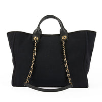 CHANEL - Sac à main Deauville Large toile noire - Handbag