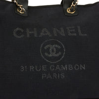 CHANEL - Sac à main Deauville Large toile noire - Handbag