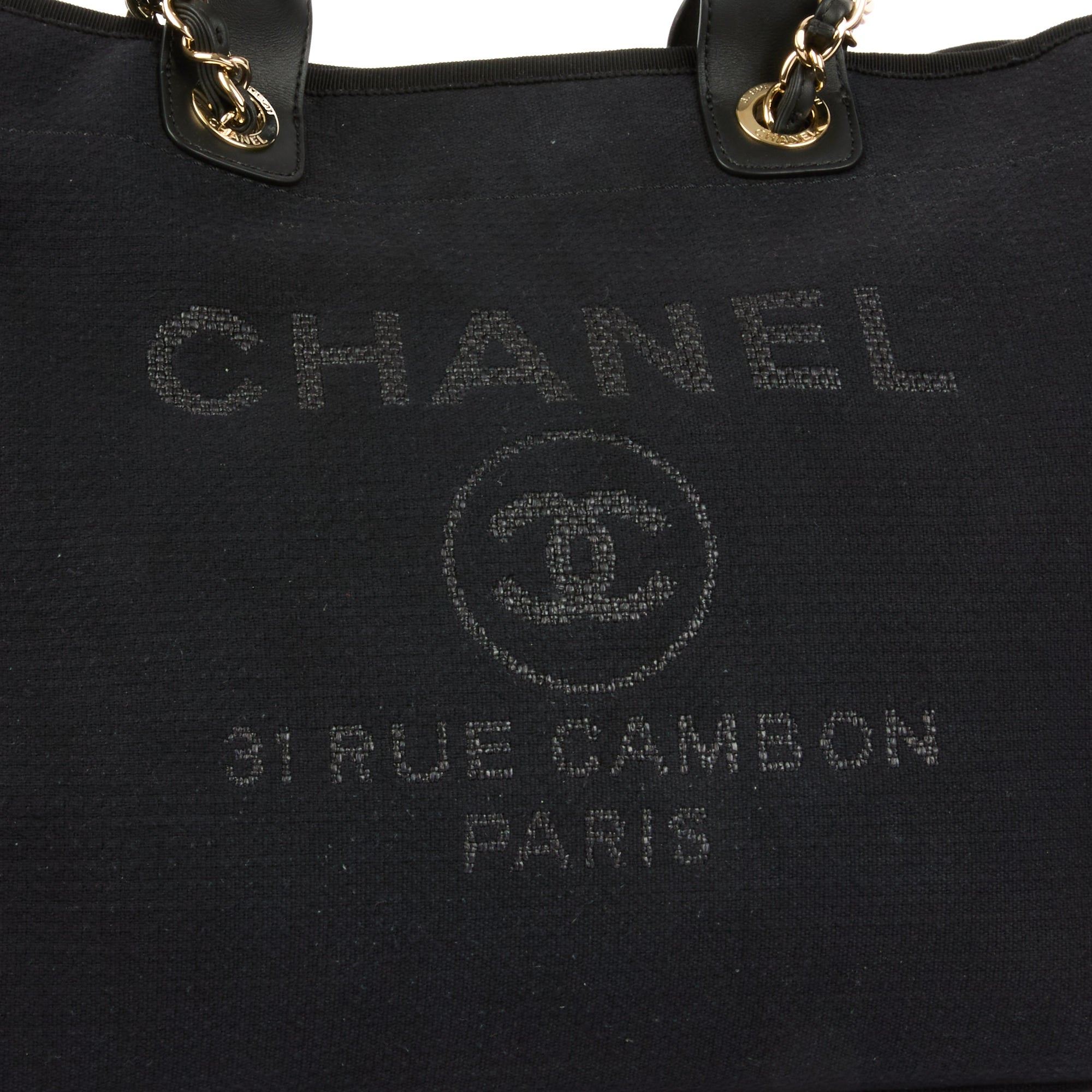 CHANEL - Sac à main Deauville Large toile noire - Handbag