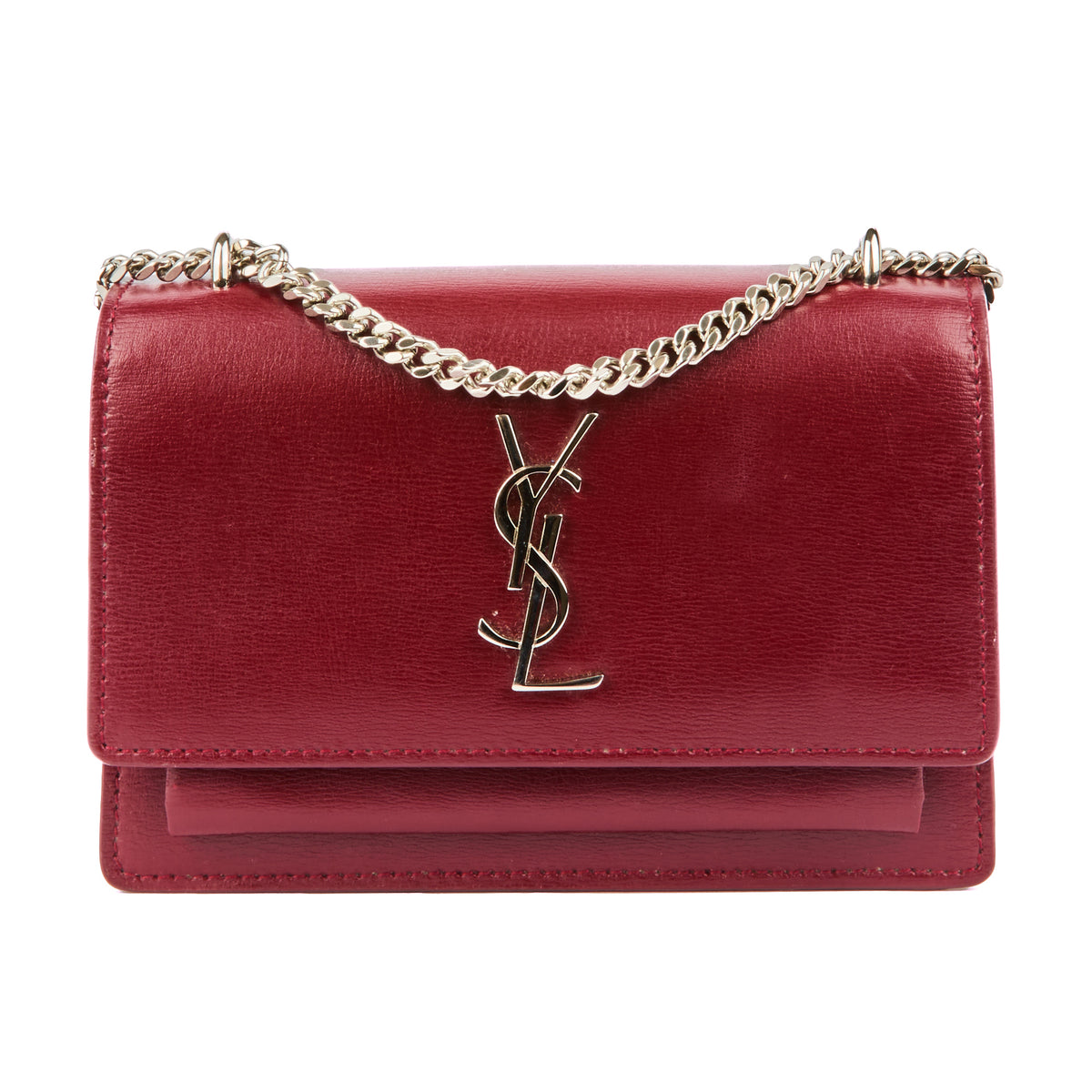 SAINT LAURENT - Sac bandoulière Mini Sunset cuir rouge - Handbag