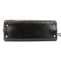 CHANEL - Sac à main Coco Handle chevron cuir noir - Handbag
