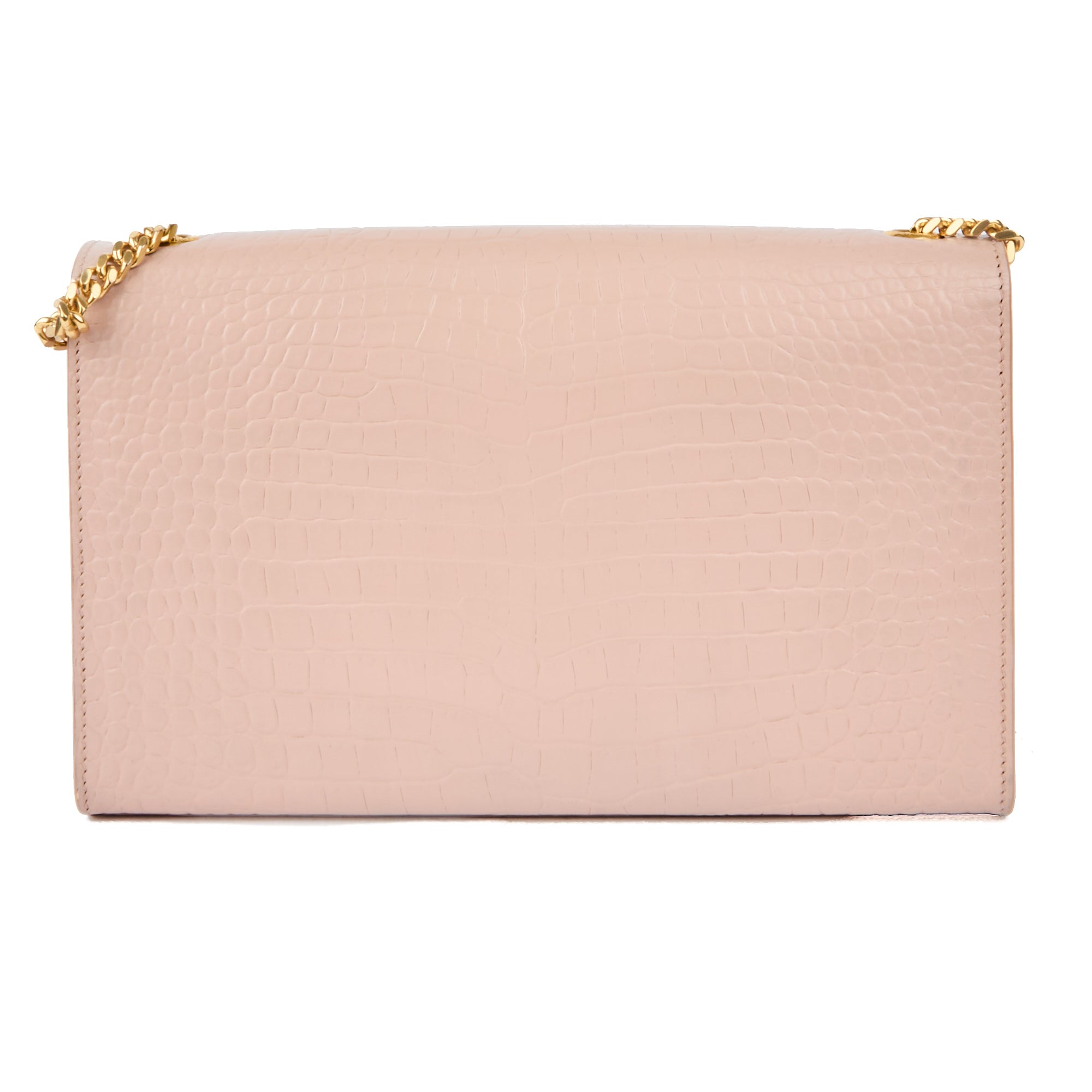 SAINT LAURENT - Sac bandoulière Kate Tassel cuir embossé crocodile rose - Handbag