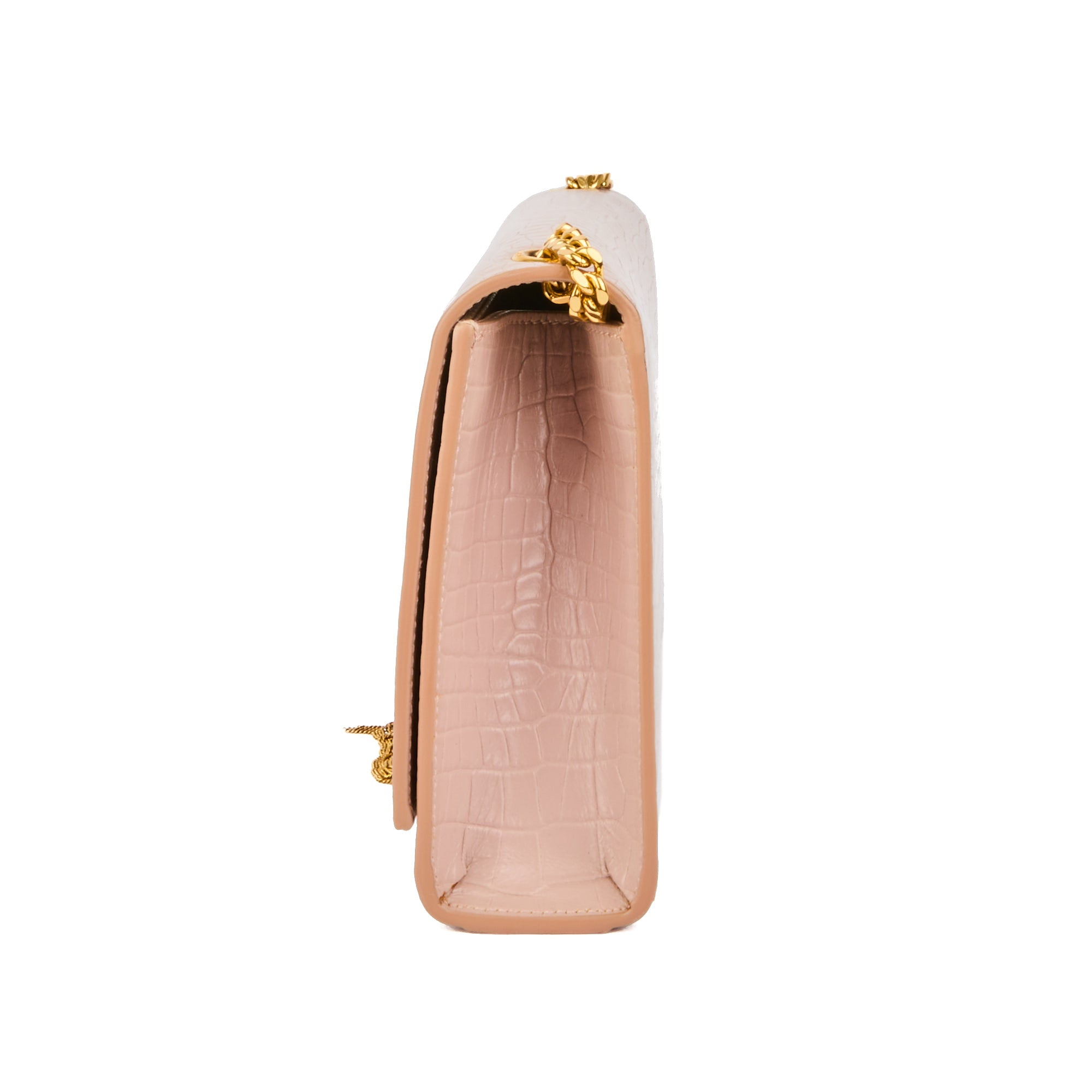 SAINT LAURENT - Sac bandoulière Kate Tassel cuir embossé crocodile rose - Handbag