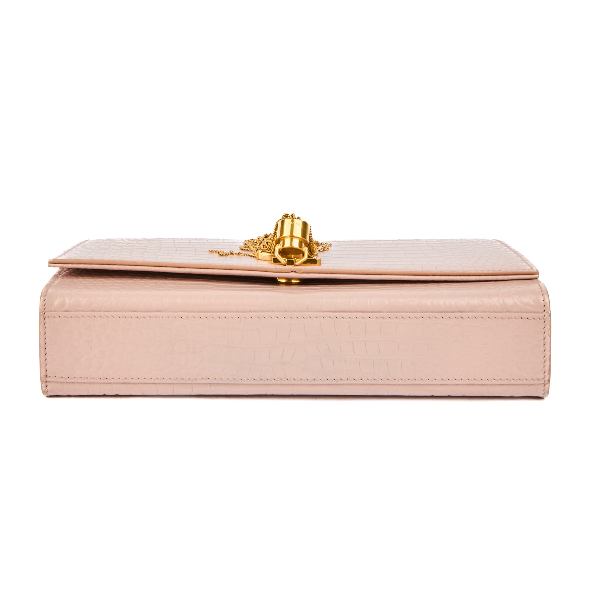 SAINT LAURENT - Sac bandoulière Kate Tassel cuir embossé crocodile rose - Handbag
