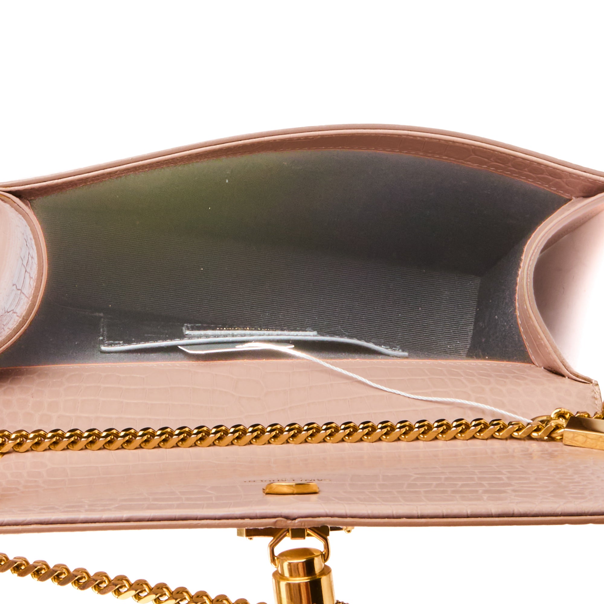 SAINT LAURENT - Sac bandoulière Kate Tassel cuir embossé crocodile rose - Handbag