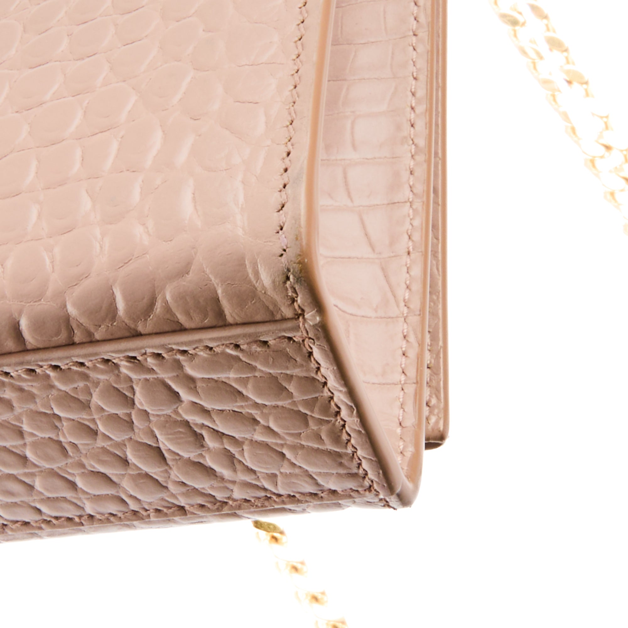 SAINT LAURENT - Sac bandoulière Kate Tassel cuir embossé crocodile rose - Handbag